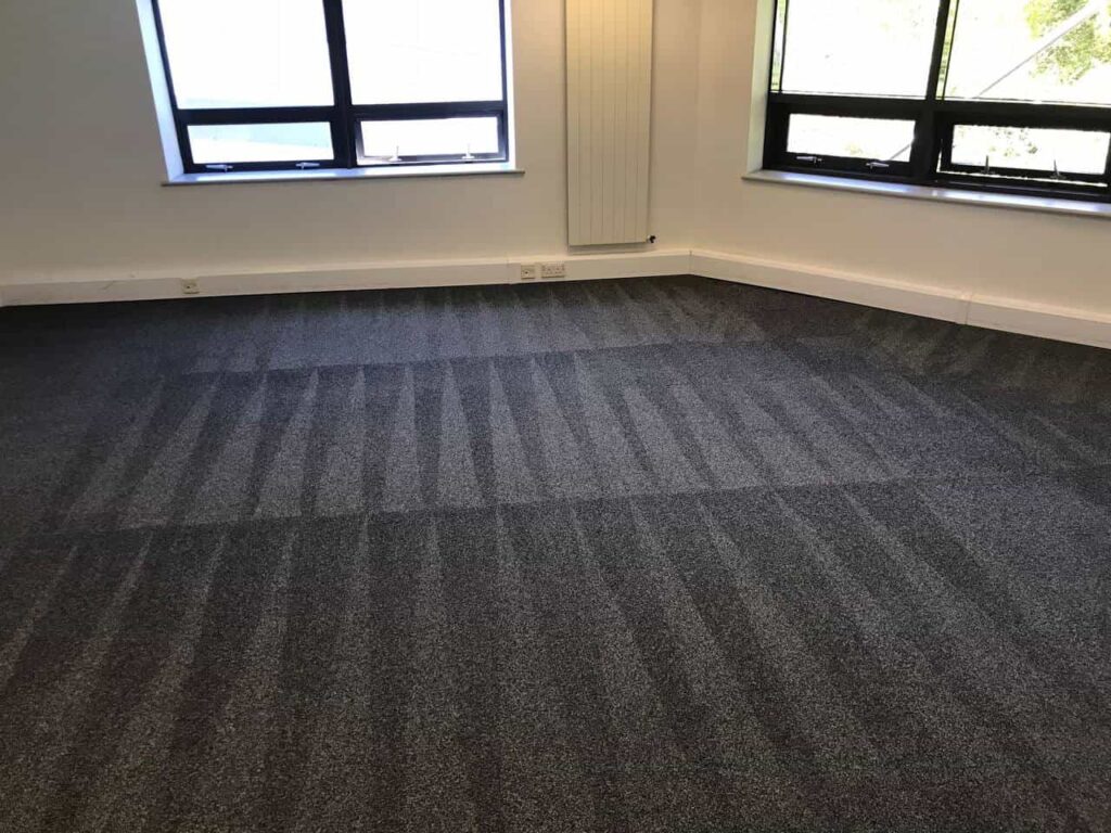 This is a photo of Herne Hill Carpet Cleaning grey office carpet that has just been professionally steam cleaned.